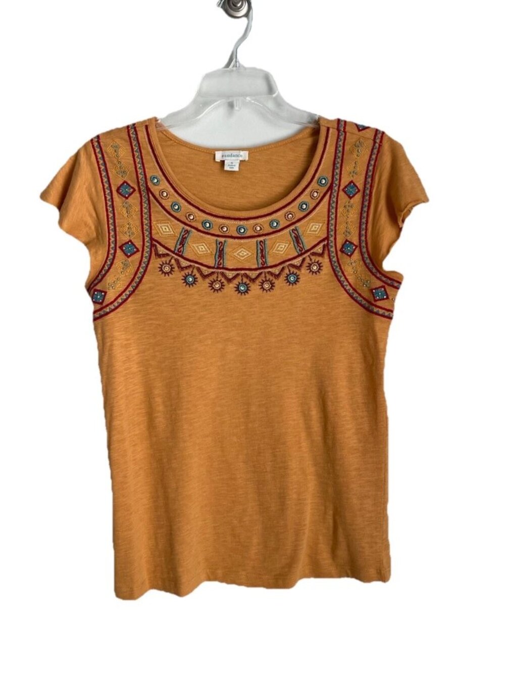 Sundance Mustard Yellow Nora Top Beaded Embroidered Boho